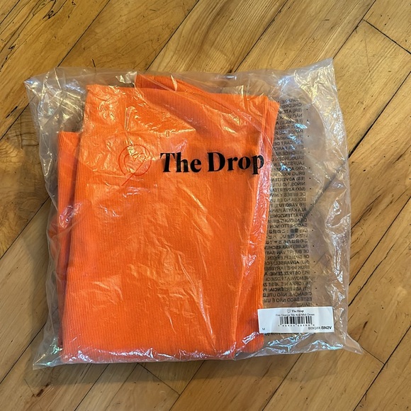 NWT The Drop Women's Orange Cap Sleeve Rib Knit Midi Dress by Tenicka M - Picture 7 of 7